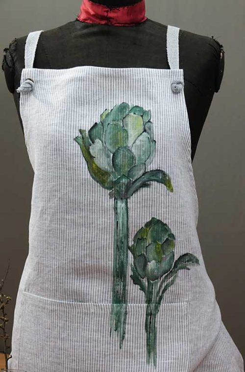 Artichoke striped kitchen apron