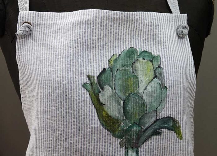 Artichoke striped kitchen apron