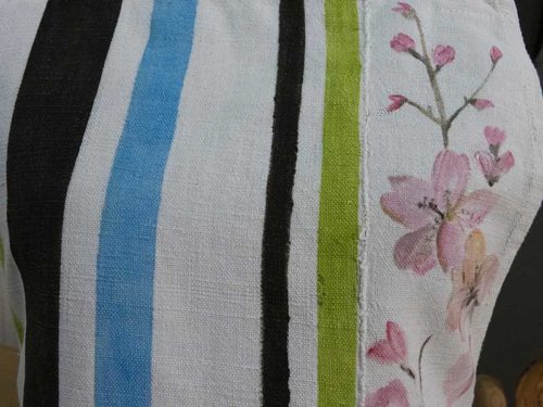 Apron hemp stripes flowers1