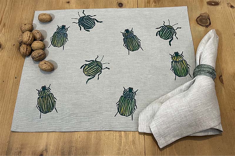 tovaglietta tesuto naturale scarabei