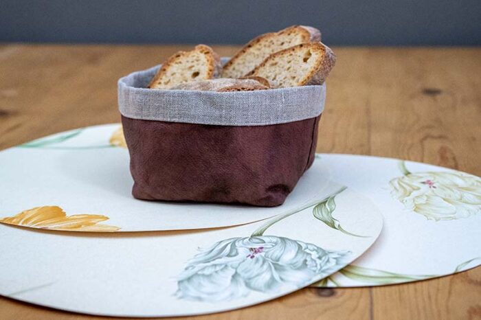 Cestino pane lino pelle 1